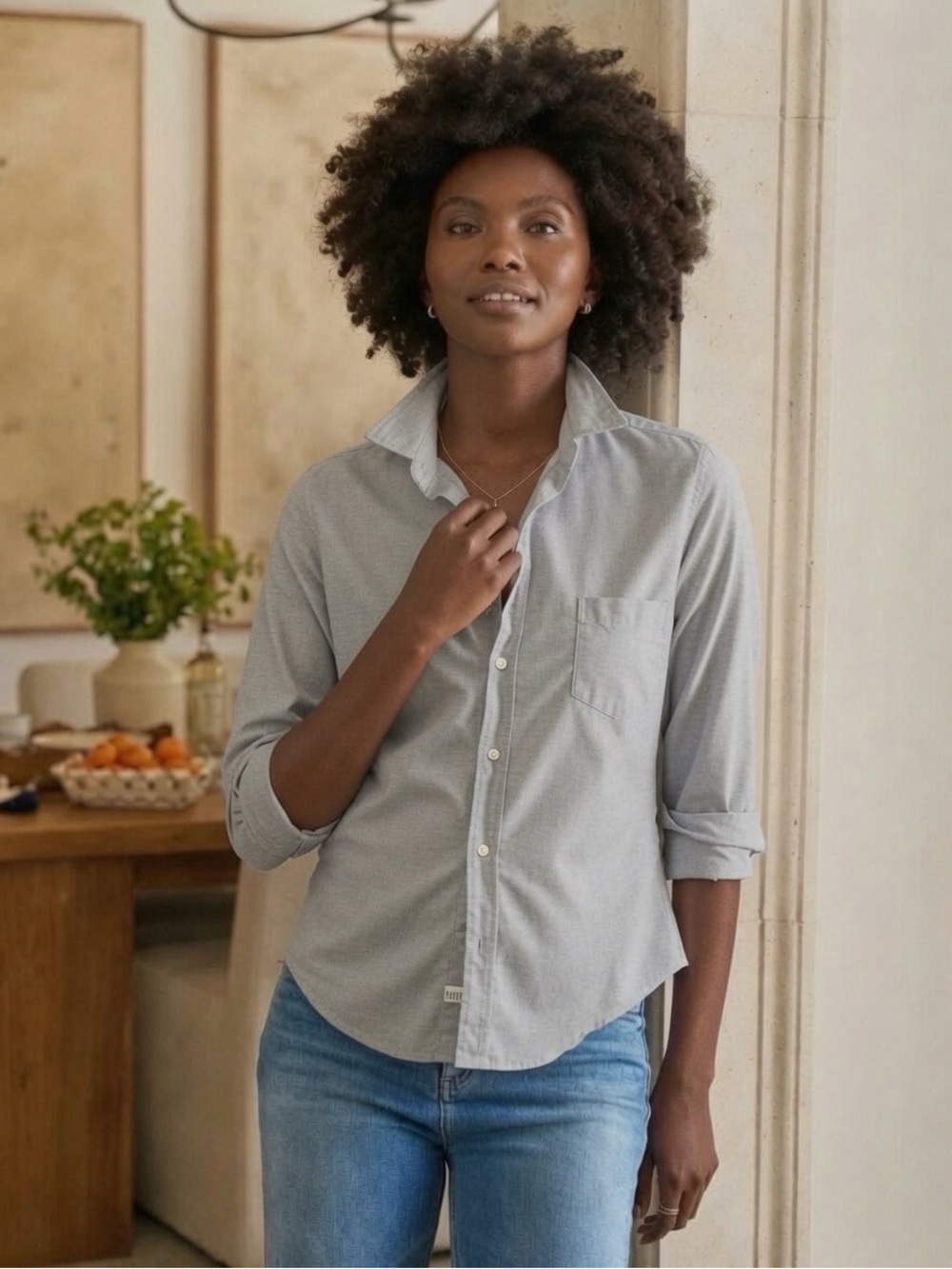 Frank & Eileen Light Gray Long-Sleeve Button-Down Shirt